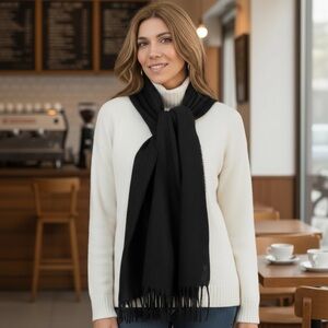 NWT Style & Co. Unisex‎ Classic Black Scarf with Chevron Weave Soft Gift Holiday